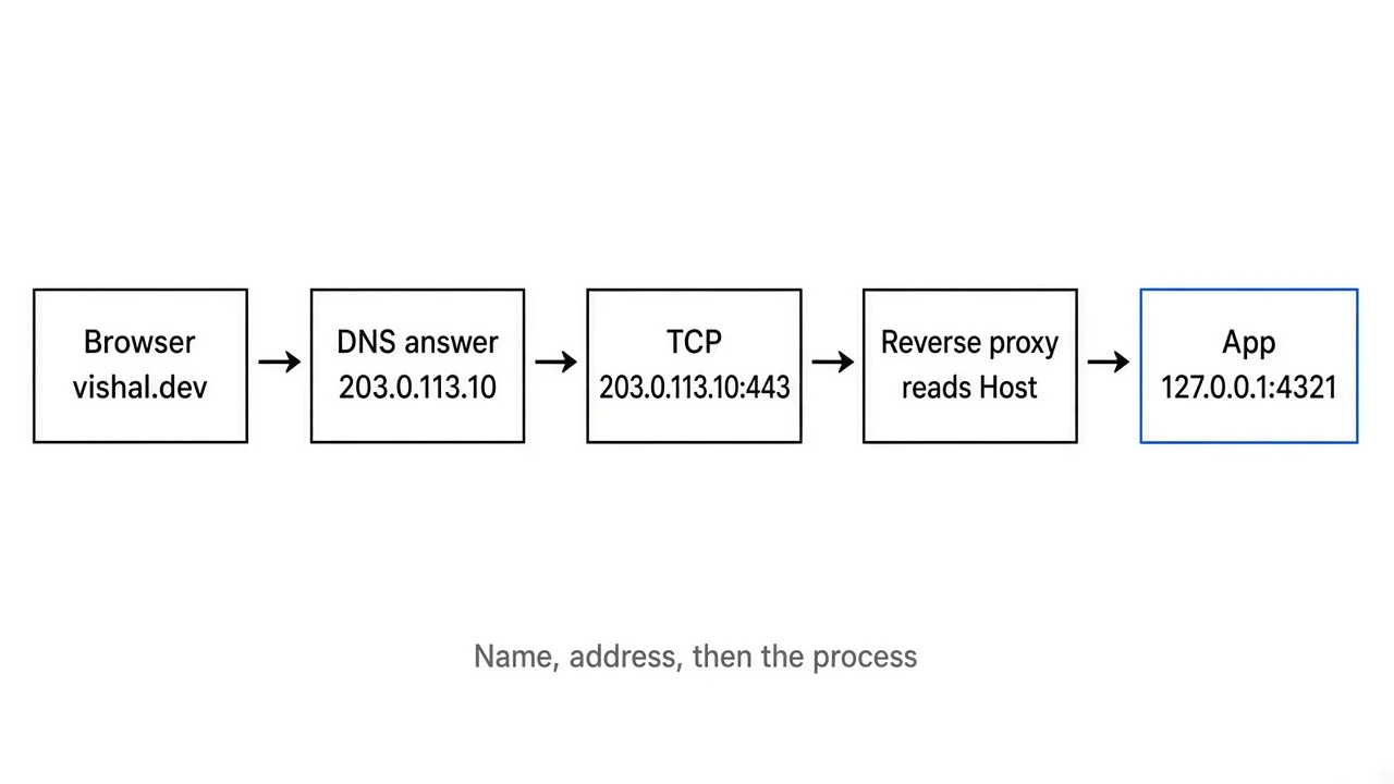From the name in the browser to the app on port 4321