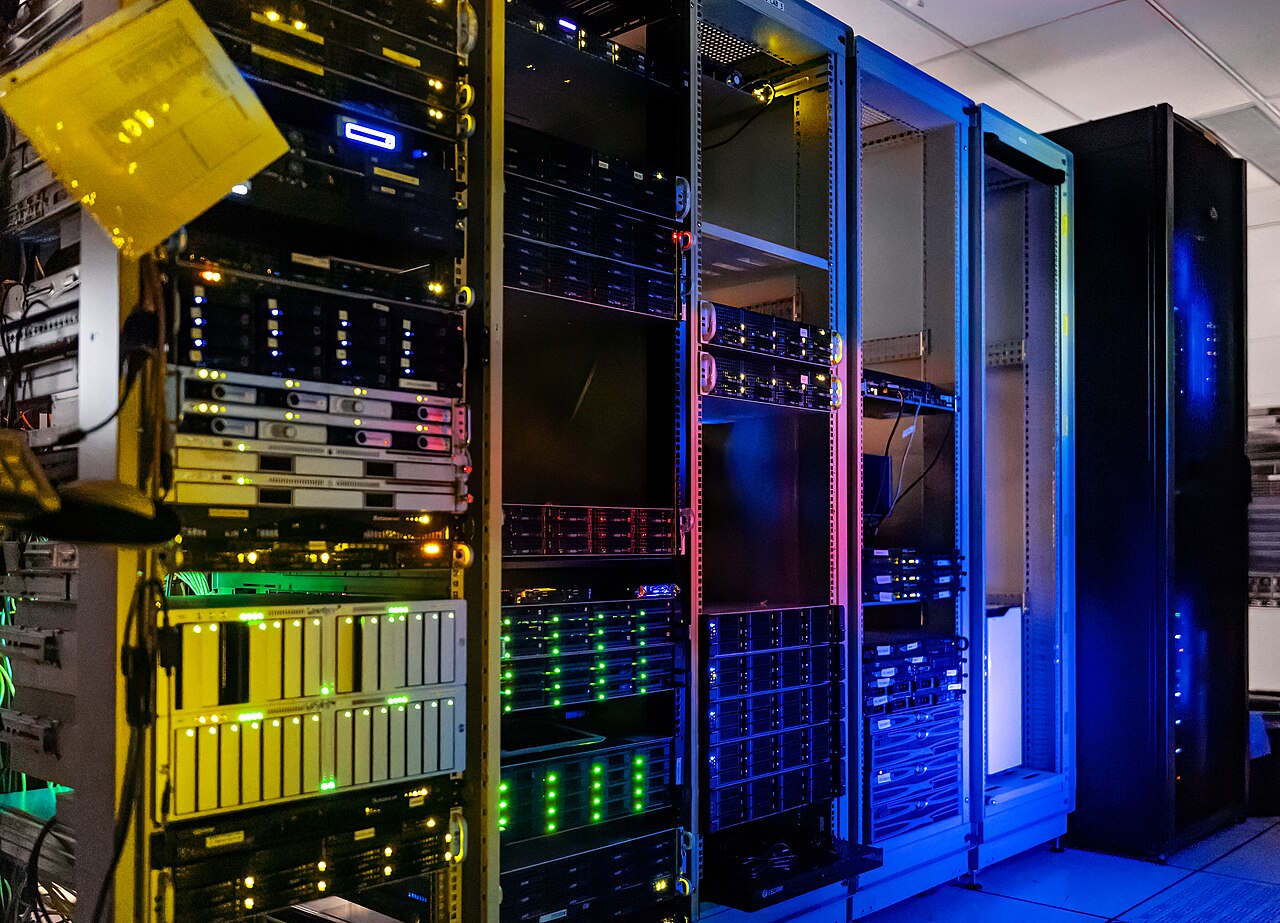 Racks of servers in a machine room